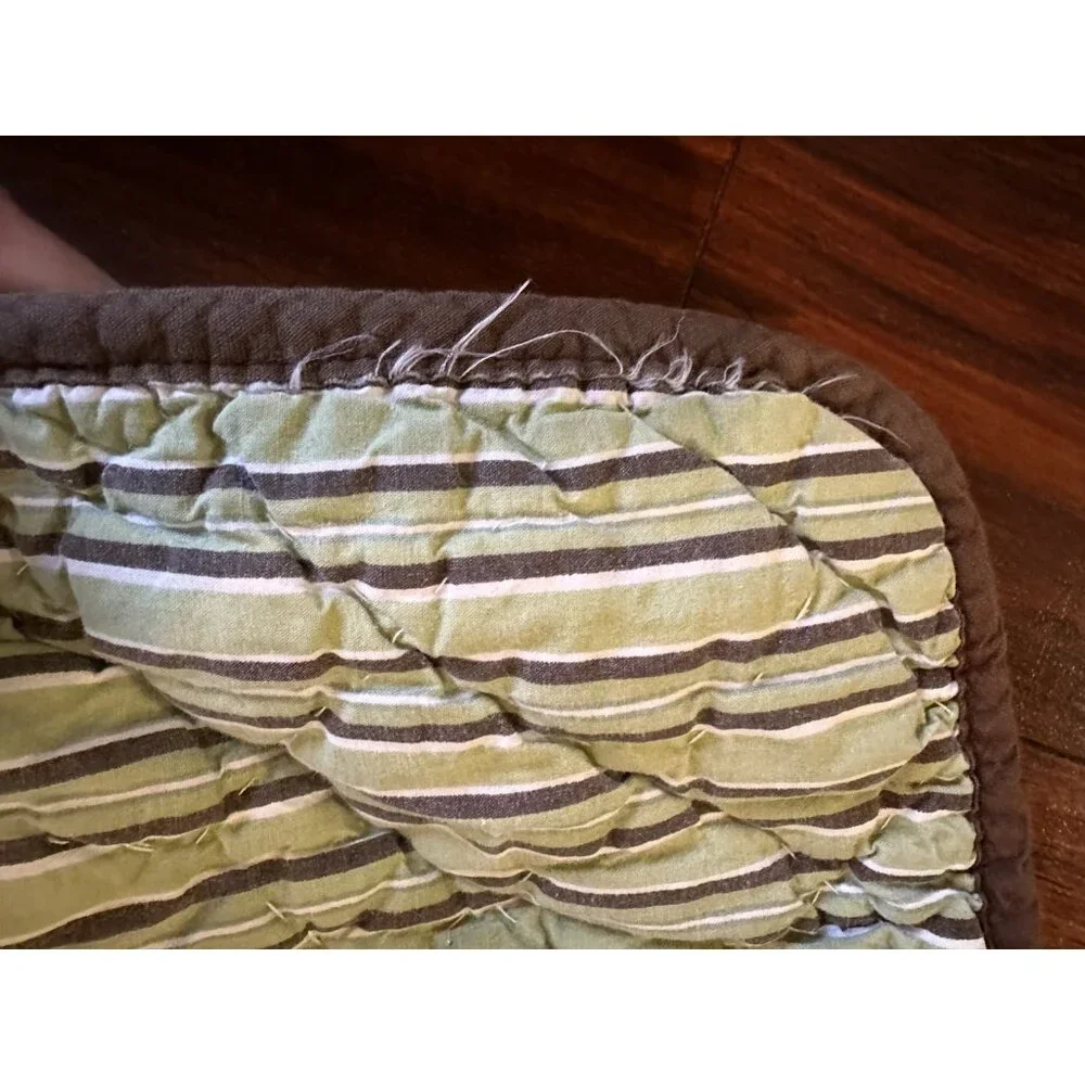 Peek a Boo MONKEY Baby‎ Blanket Head Face Reversible Green White Brown Stripe